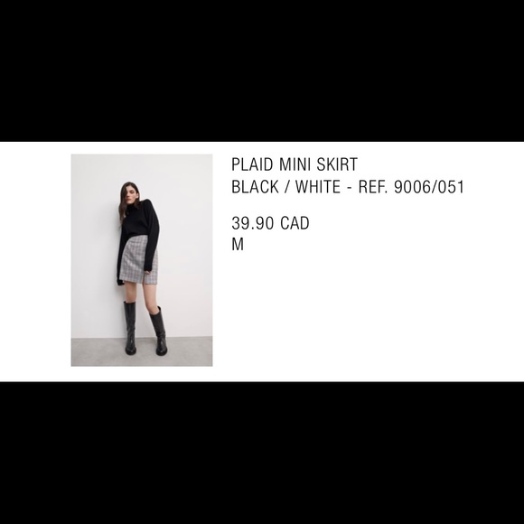 NWOT Zara Plaid Mini Skirt, Medium - Picture 2 of 6